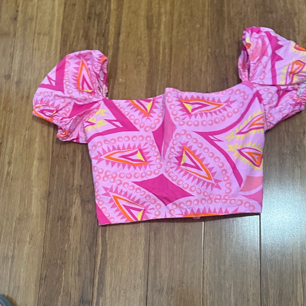 Theme Pink and Orange Geometric Blouse
